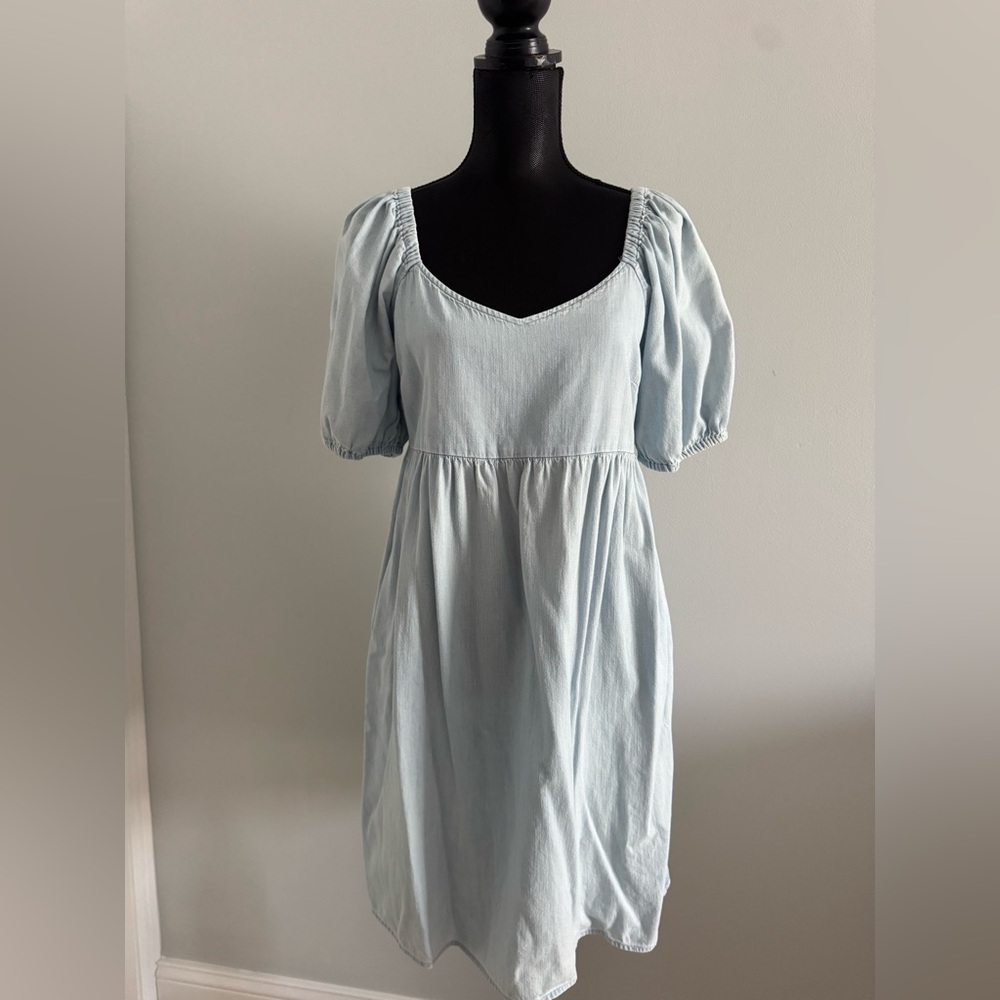 Old Navy Women’s Sky Blue Mini Dress with Puff Sleeves M
